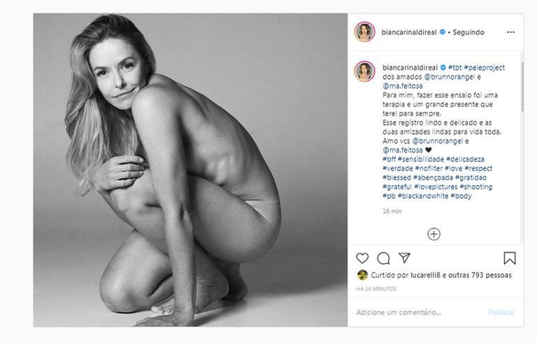 Bianca Rinaldi surge completamente nua em foto ousada