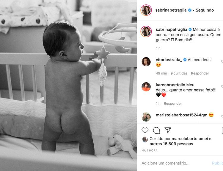 Sabrina Petraglia encanta ao mostrar foto do filho sem fralda