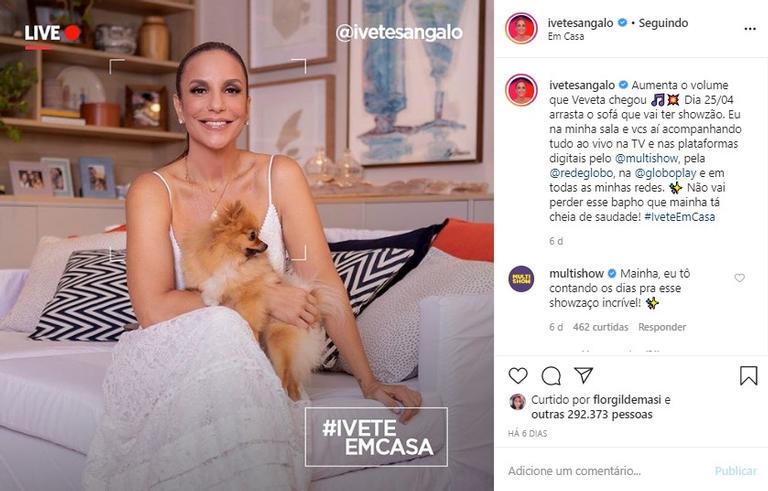 Globo vai transmitir live de Ivete Sangalo em projeto de multiplataformas