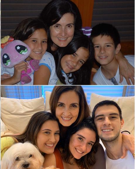 Fátima Bernardes recria foto com os filhos trigêmeos