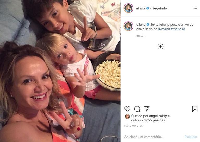 Filhos de Eliana marcam presença em live de aniversário de Maisa Silva