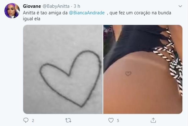 Anitta surge de maiô cavado, e tatuagem no bumbum chama atenção dos seguidores