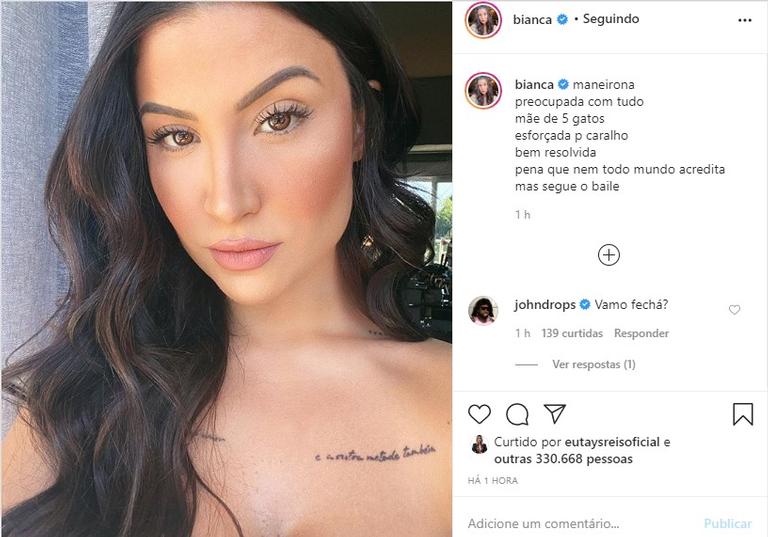 Bianca Andrade manda indireta em texto reflexivo após polêmica