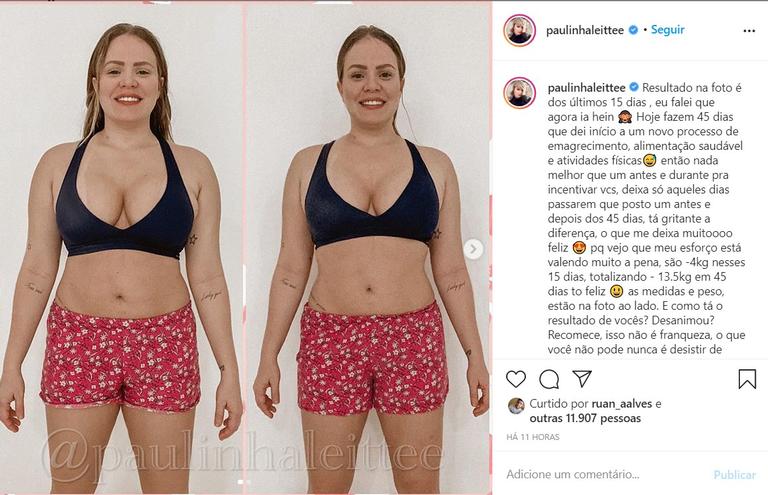 Ex-BBB Paula Leite choca web após perder quase 14kg