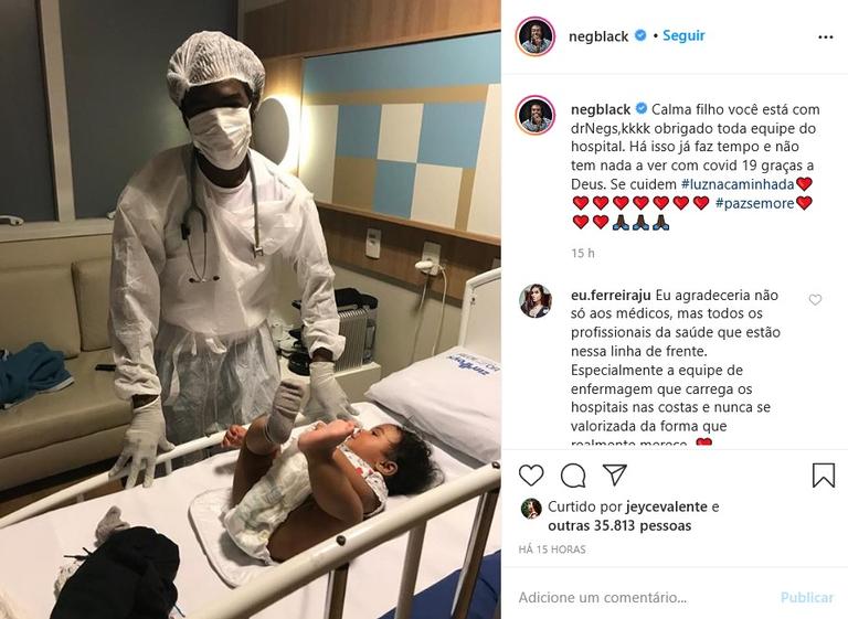 Jonathan Azevedo surge em hospital com o filho e tranquiliza fãs