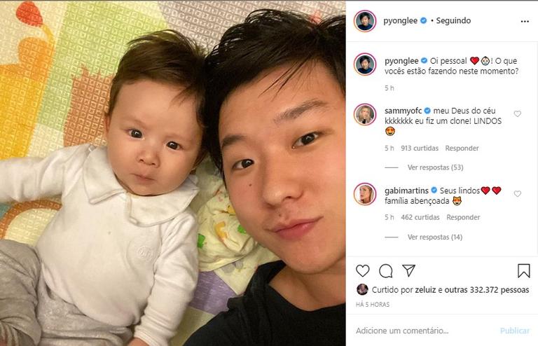 Pyong Lee surge em clique fofíssimo com filho e choca fãs com semelhança