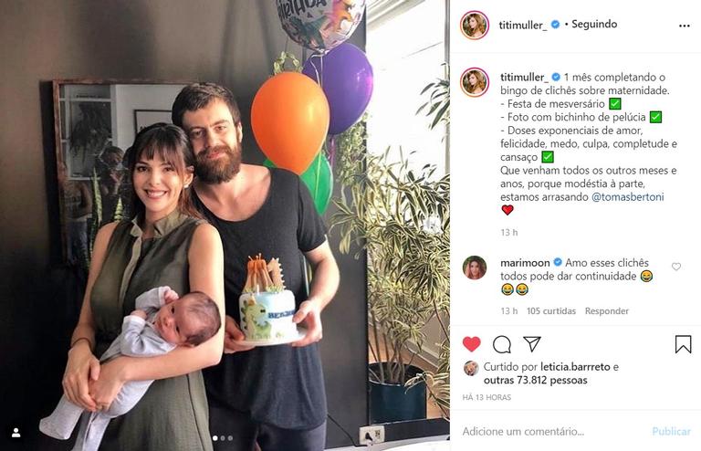 Titi Müller comemora 1 mês do filho Benjamin 