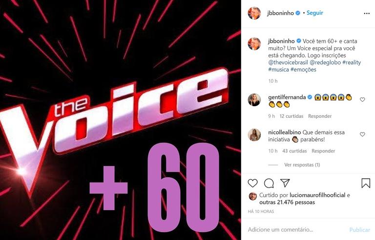 Boninho anuncia edição do 'The Voice Brasil' para maiores de 60 anos
