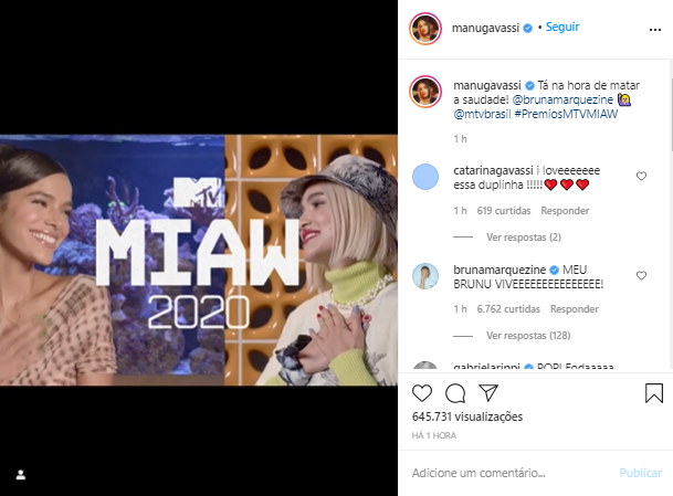Bruna Marquezine e Manu Gavassi serão apresentadoras de evento da MTV