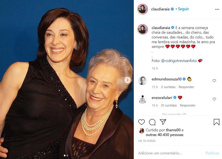 Claudia Raia relembra clique ao lado de sua mãe, Odette