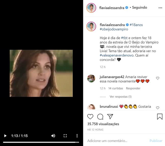 Flávia Alessandra relembra estreia de 'O Beijo do Vampiro'