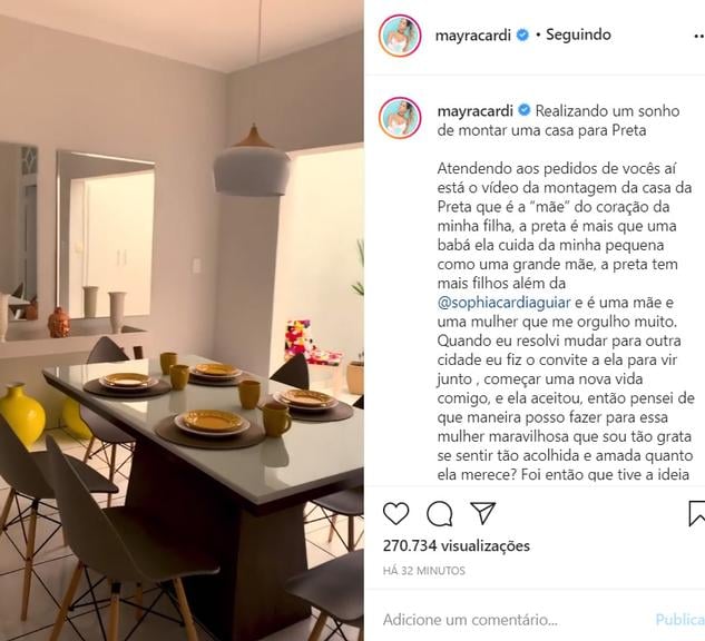 Mayra Cardi mostra a casa que deu para a babá da sua filha