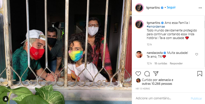 Thiago Cardoso celebra retorno do elenco de Amor de Mãe aos estúdios da TV Globo