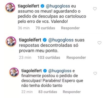 Tiago Leifert e Hugo Gloss trocam farpas na web