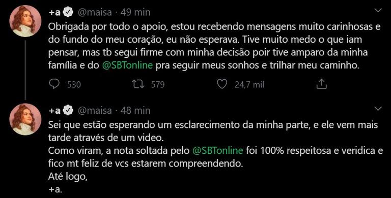 Maisa Silva quebra o silêncio e se pronuncia sobre saída do SBT