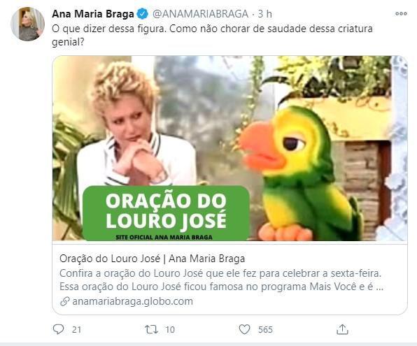 Ana Maria Braga relembra antiga oração de Louro José