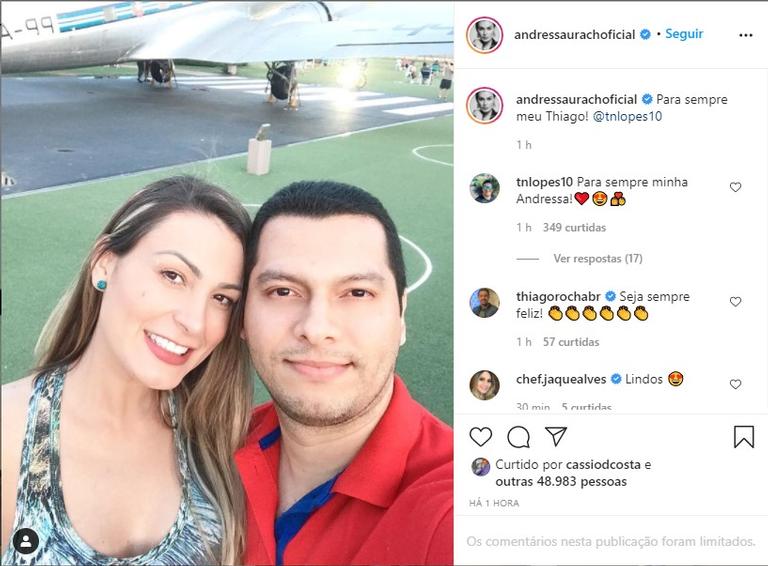 Andressa Urach mostra rosto do noivo pela primeira vez