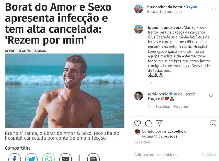 Borat de 'Amor & Sexo' tem alta cancelada por conta de infecção