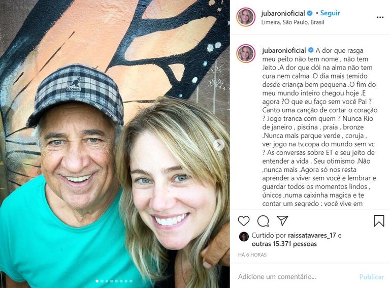 Juliana Baroni lamenta morte do pai com emocionante homenagem