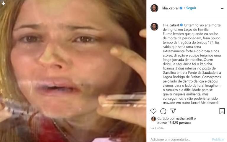 Lilia Cabral relembra a morte de Ingrid em 'Laços de Família'