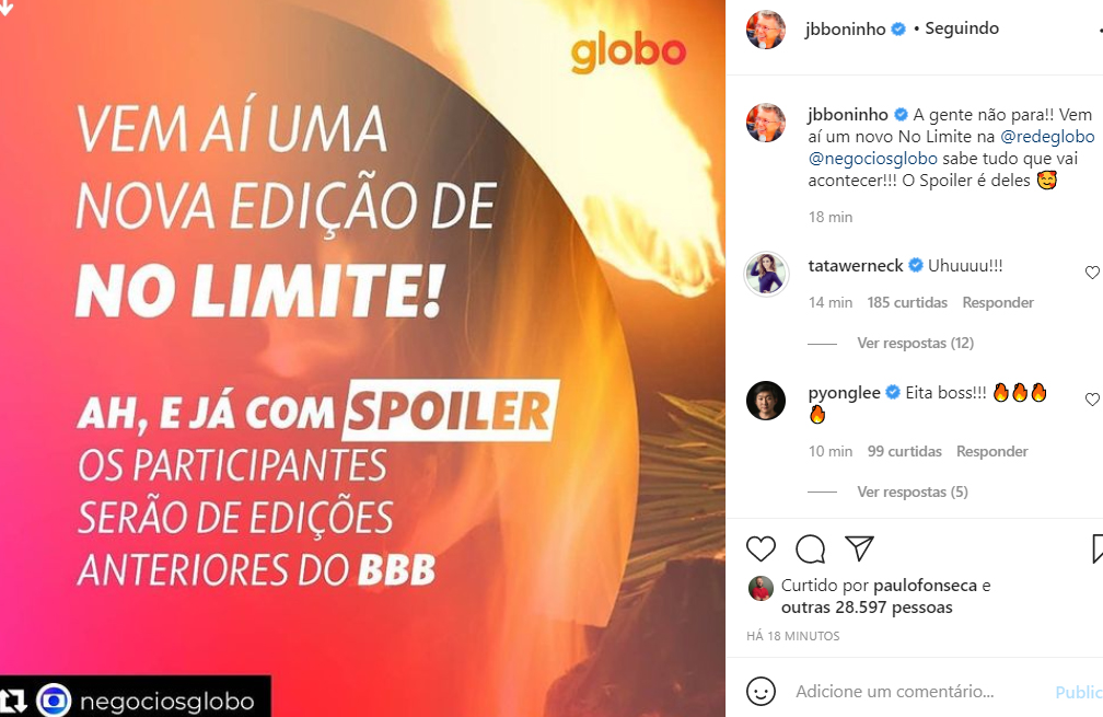 Anúncio do No Limite, da Globo