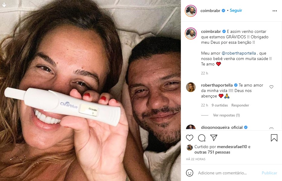 Robertha Portella anuncia gravidez com Bruno Coimbra