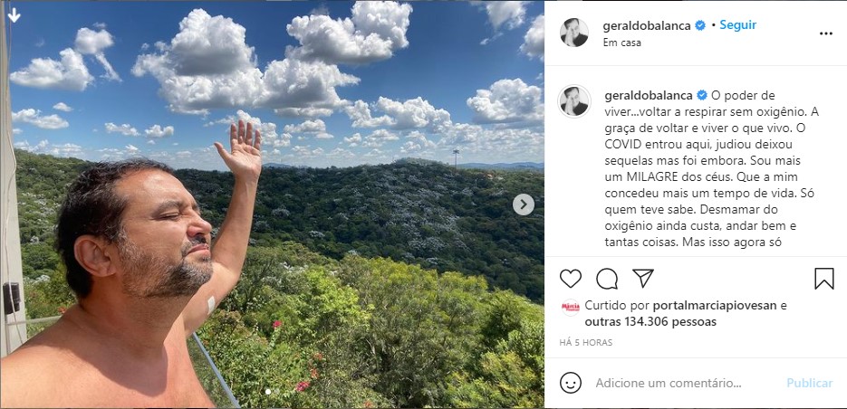 Geraldo Luís revela perda de movimentos da perna direita após Covid-19