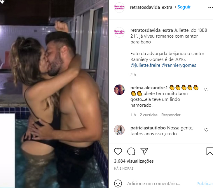 Juliette aparece beijando o cantor Ranniery Gomes