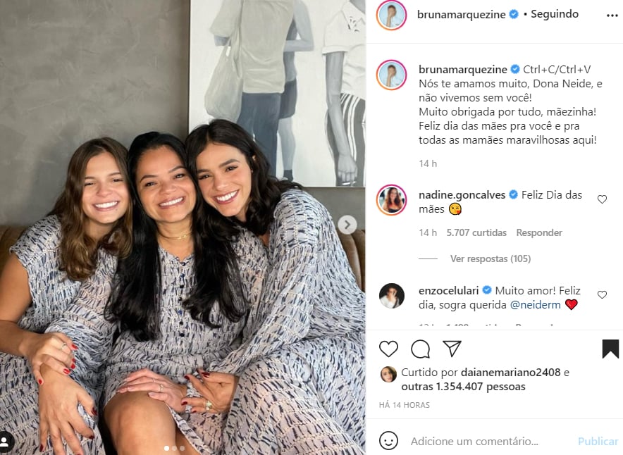 Bruna Marquezine com a irmã, Luana, e a mãe, Neide