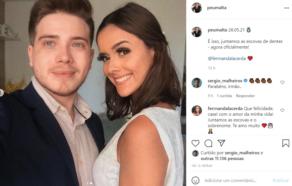 Pedro Malta anuncia seu casamento com Fernanda Lacerda