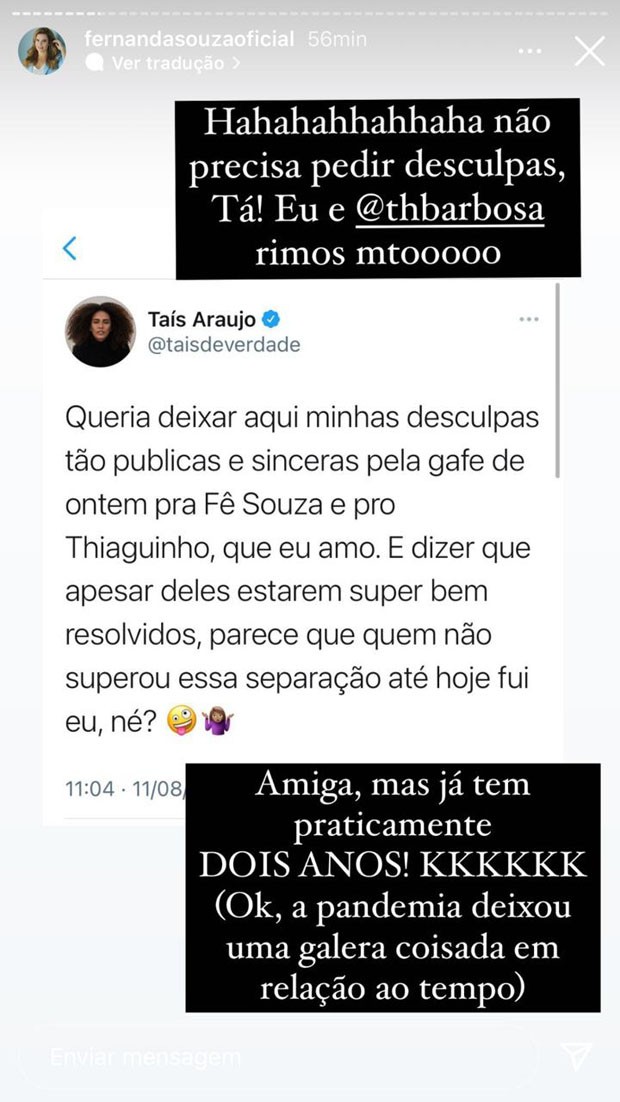 Fernanda Souza falando de Taís Araújo