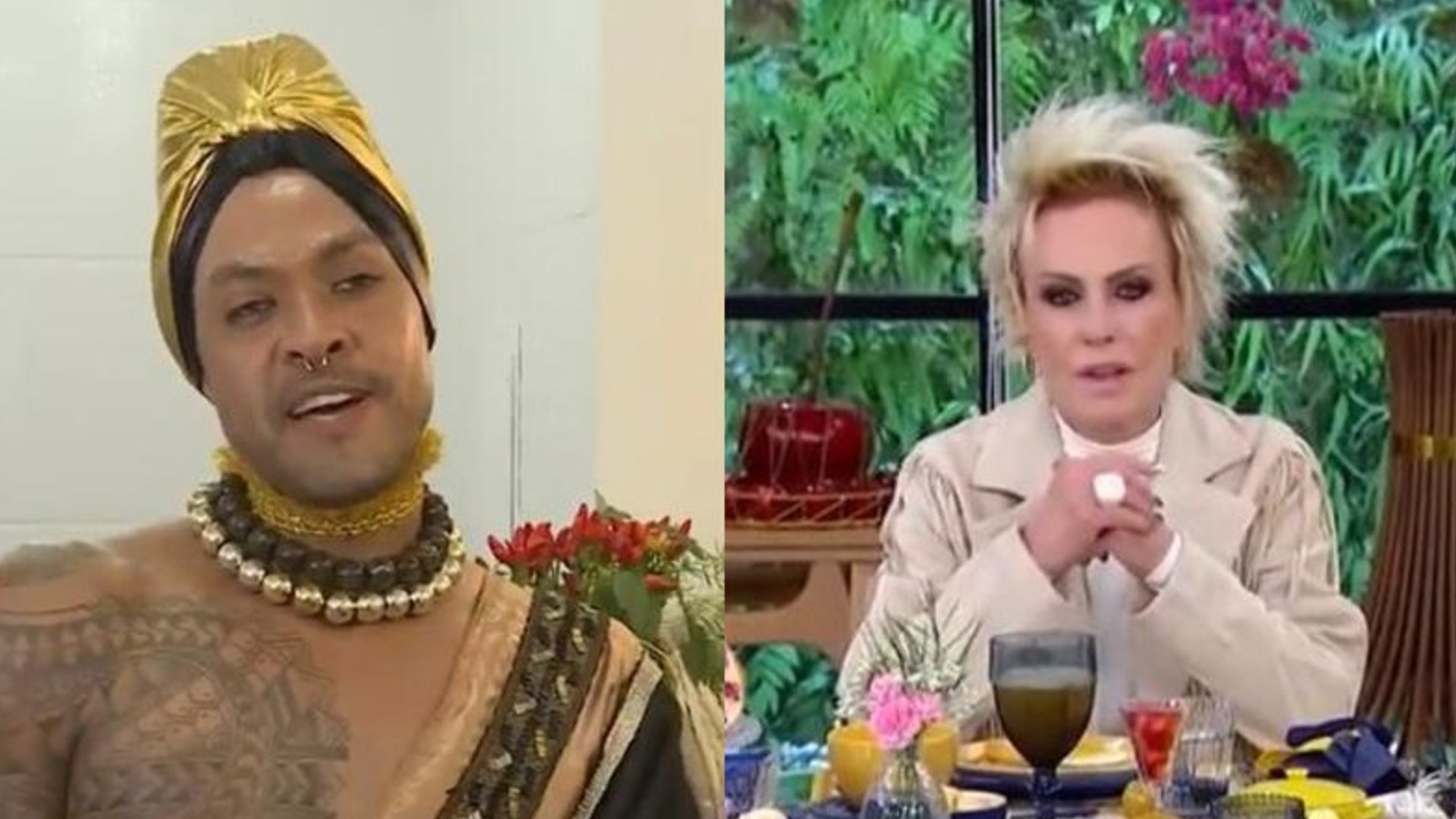 Felipe, anfitrião do jantar, e Ana Maria Braga, durante o quadro 'Jogo de Panelas' (Reprodução/Globo)