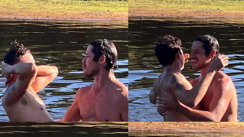 Silvero Pereira e José Loreto se divertem em rio no Pantanal (Reprodução/Instagram)