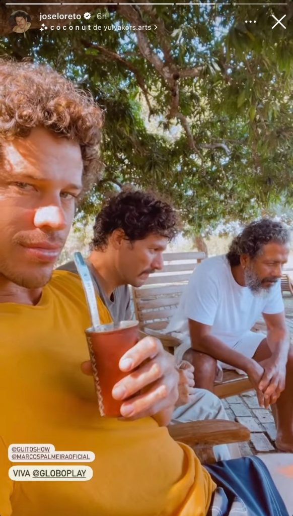 José Loreto exibe bastidores de 'Pantanal' ao lado de Marcos Palmeira e Guito (Reprodução/Instagram)
