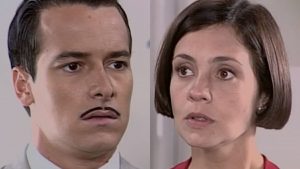 Heitor (Rodrigo Faro) e Catarina (Adriana Esteves) de O Cravo e a Rosa - Créditos: Reprodução/ Globo