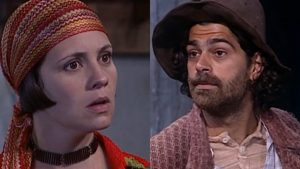 Petruchio (Eduardo Moscovis) e Catarina (Adriana Esteves) de O Cravo e a Rosa - Créditos: Reprodução/ Globo