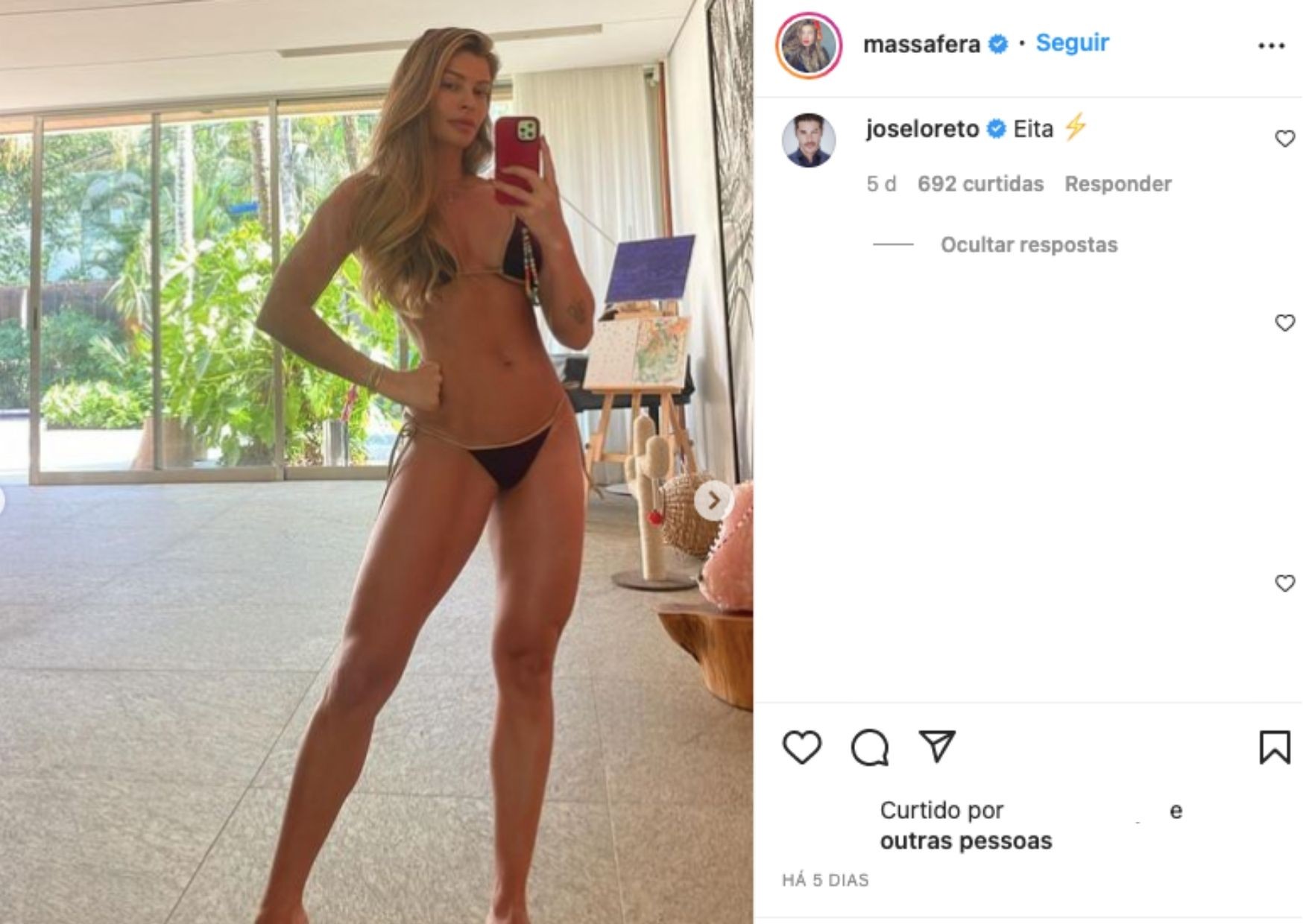 José Loreto reage a foto de Grazi Massafera (Reprodução/Instagram)