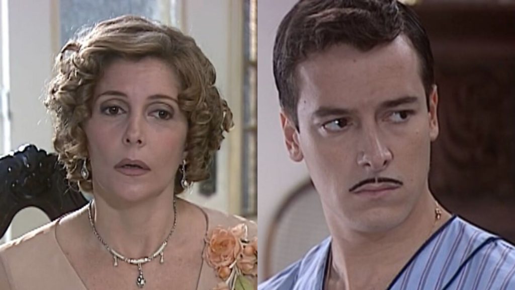 Dinorá (Maria Padilha) e Heitor (Rodrigo Faro) em 'O Cravo e a Rosa' (Reprodução/TV Globo)