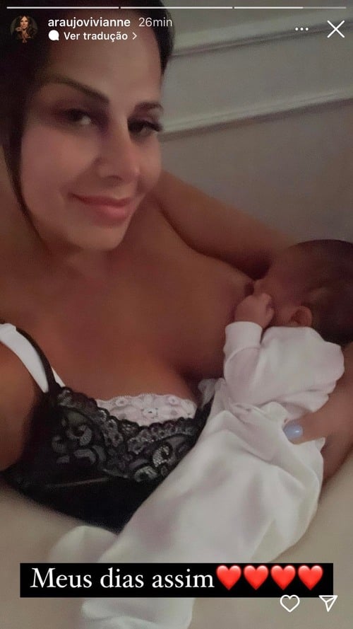 Viviane Araújo mostra foto inédita com o filho recém-nascido, Joaquim
