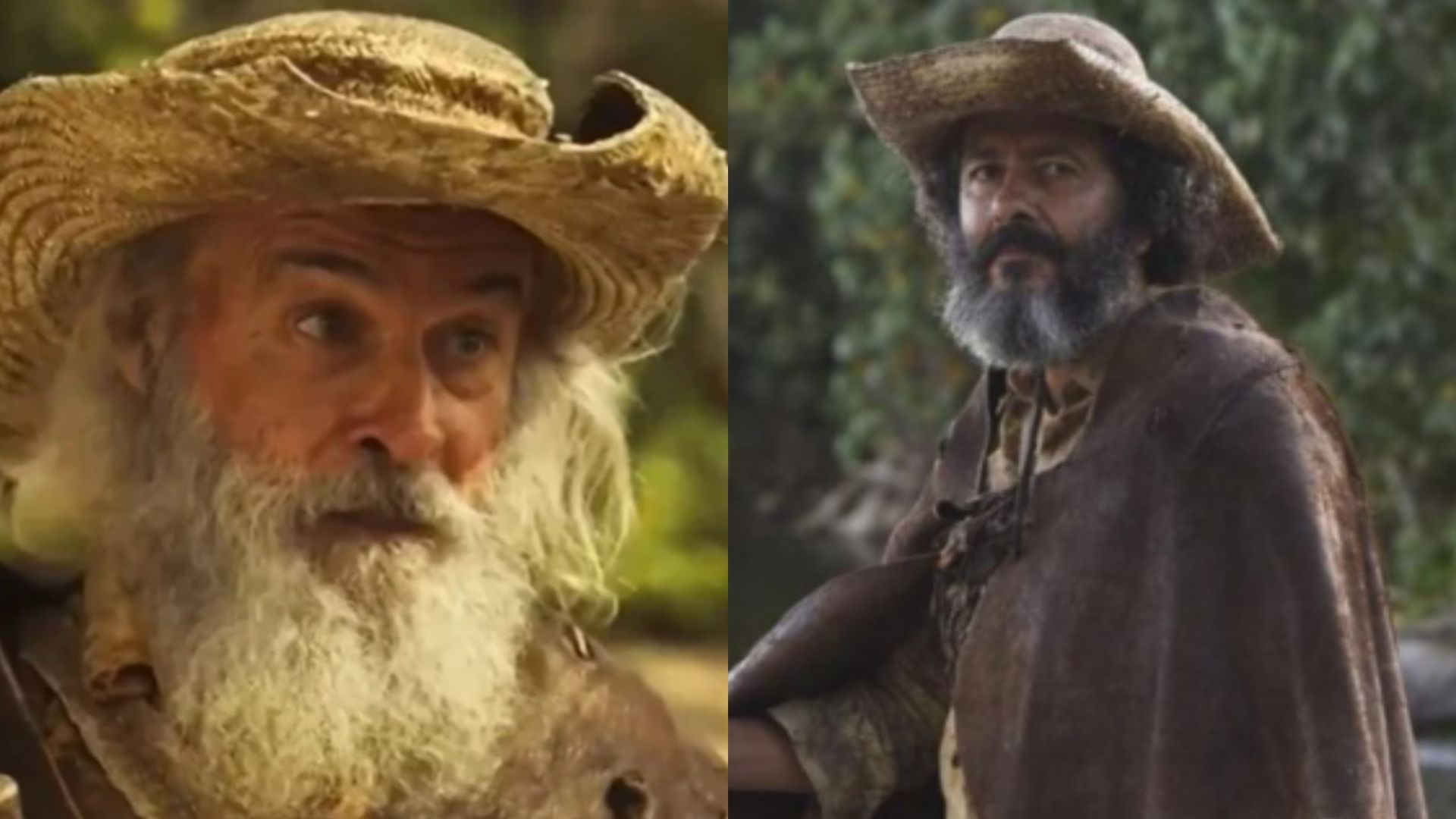 Velho do Rio e José Leôncio em 'Pantanal'. Reprodução/TV Globo