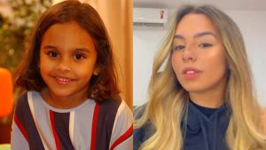 Ana Beatriz Cisneiros em fotos de quando era criança e outra imagem atual - (Foto: TV Globo / Renato Rocha Miranda; Reprodução / Instagram)