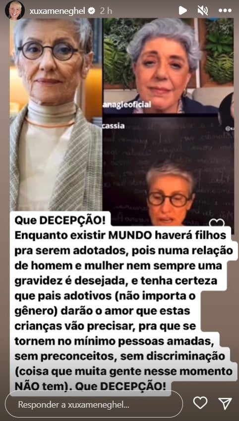 Xuxa Meneghel critica fala polêmica de Cássia Kiss (Reprodução/Instagram)