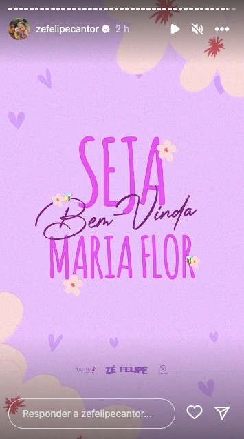 Zé Felipe anuncia nascimento da segunda filha, Maria Flor (Reprodução/Instagram)