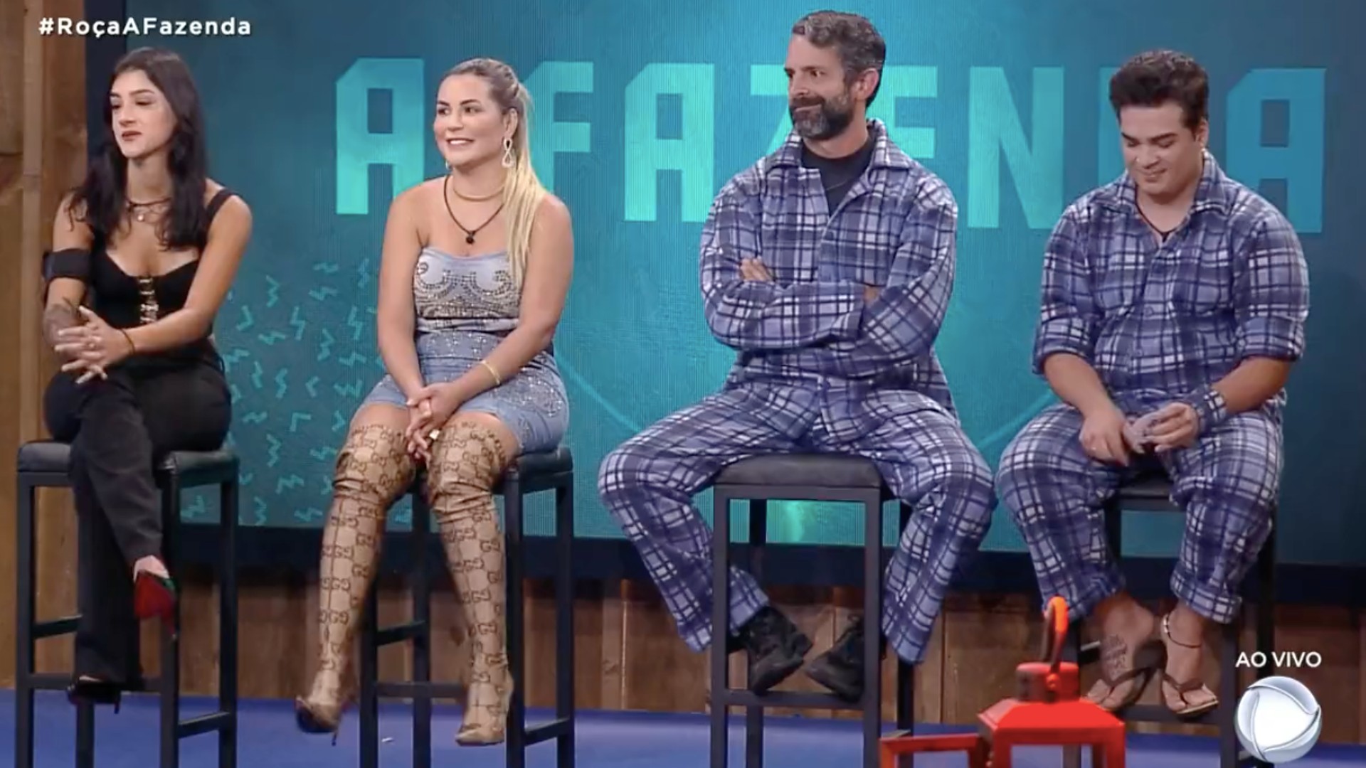 Bia, Deolane, Iran e Lucas formam nova roça em 'A Fazenda 14' (Reprodução/Record TV)