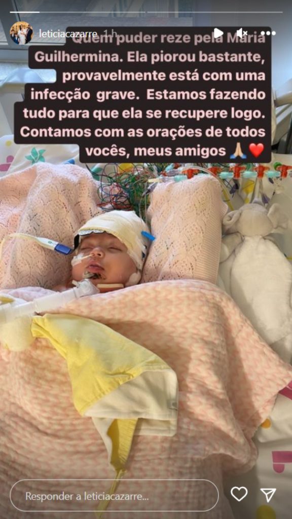 Esposa de Juliano Cazarré pede orações após piora no quadro de saúde da filha 