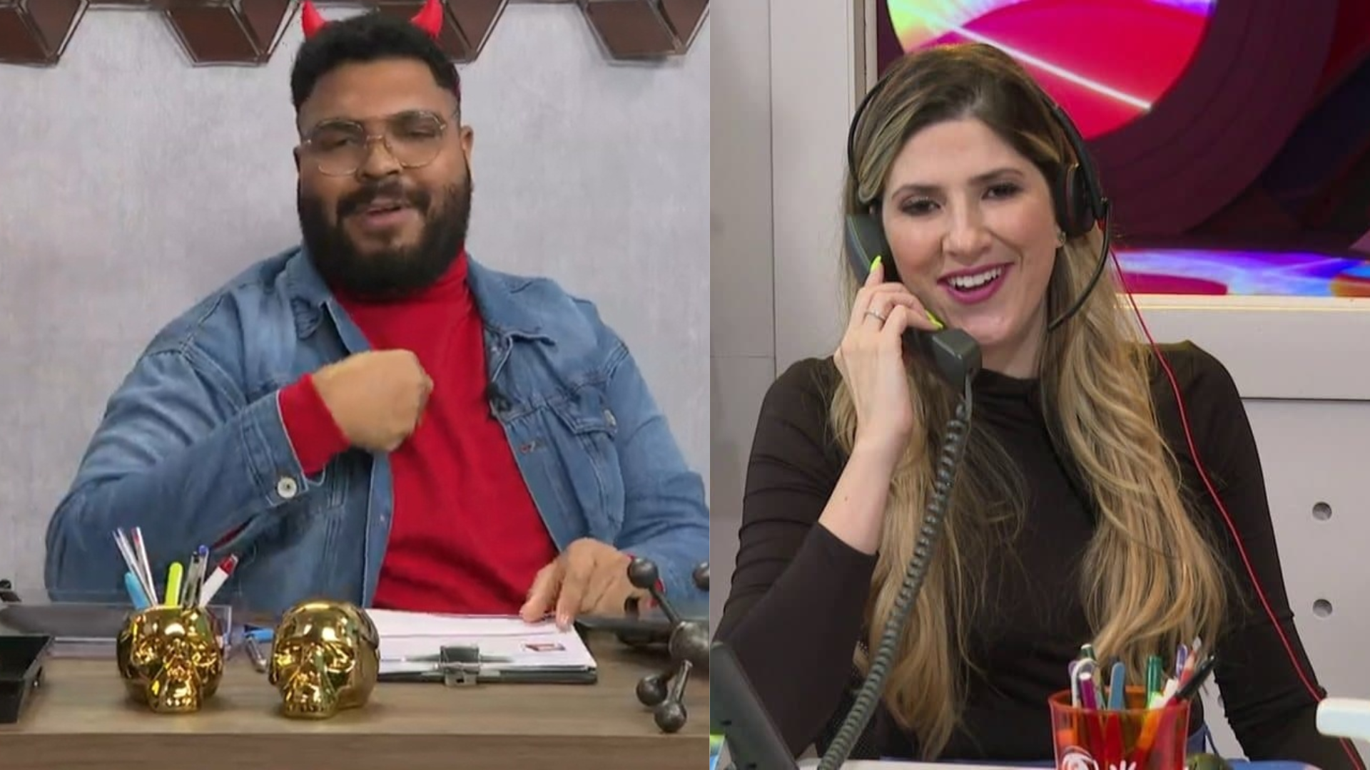 Dani Calabresa e Paulo Vieira. Reprodução/TV Globo