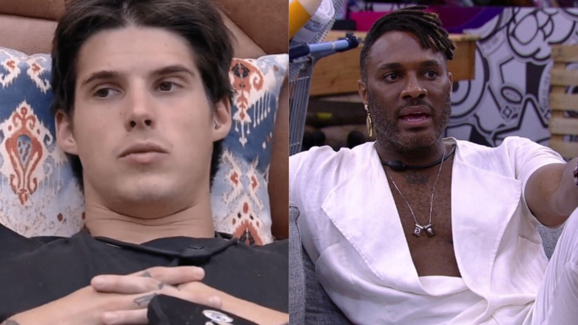 Gabriel Tavares e Fred Nicácio, no 'BBB 23'. Reprodução/Globoplay