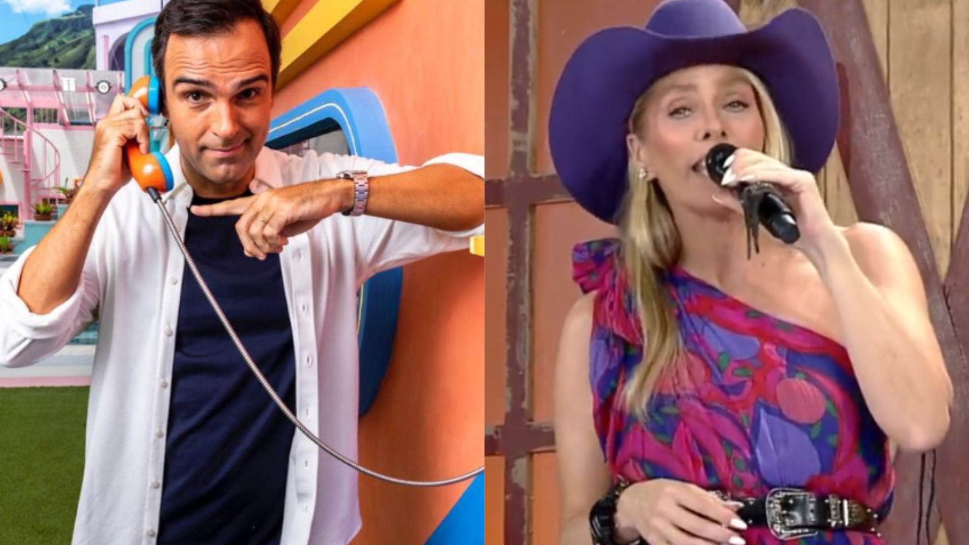 Tadeu Schmidt e Adriane Galisteu. Foto: TV Globo/Record TV