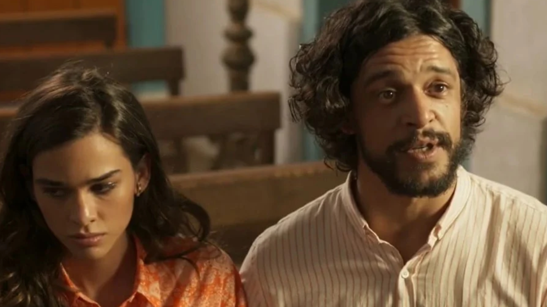 Labibe (Theresa Fonseca) e Maruan (Pedro Lamin) em Mar do Sertão; eles terão um casamento surpresa - Crédito: Reprodução/ TV Globo