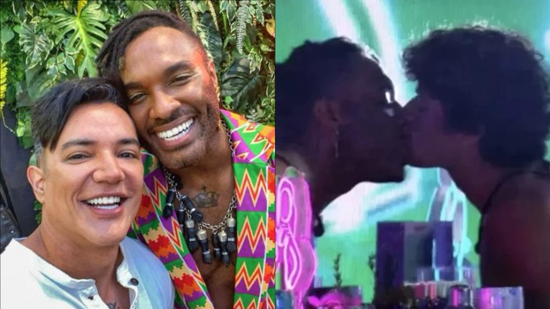 Fred Nicácio com o marido, Fábio Gelonese, e Gabriel Santana